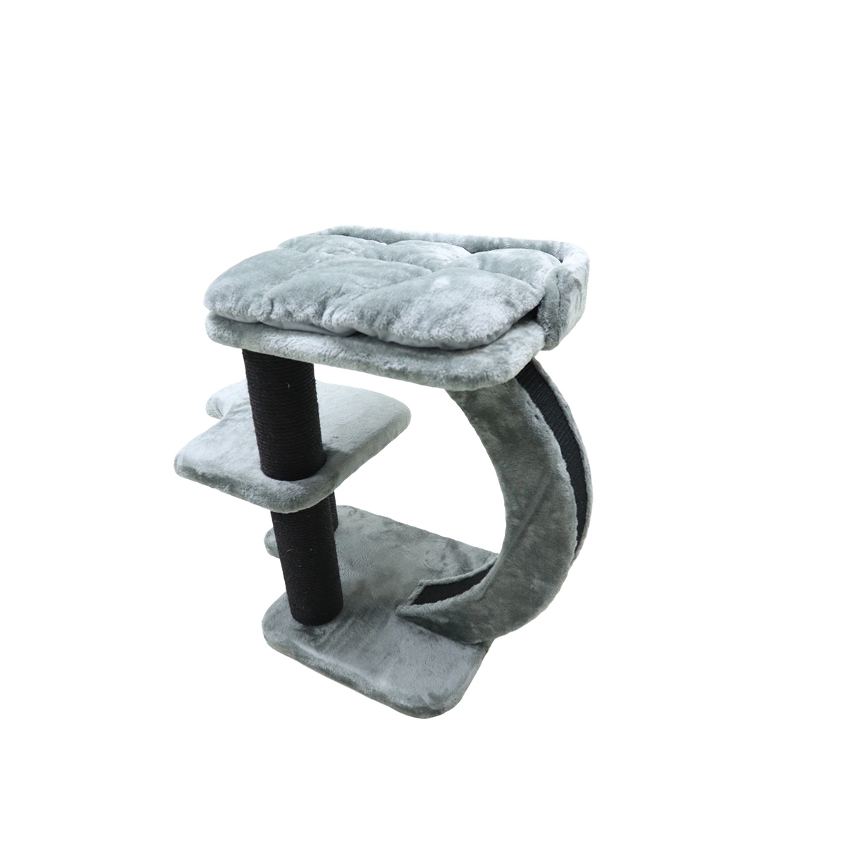 Grey Plush Cat Tree with Sisal Posts